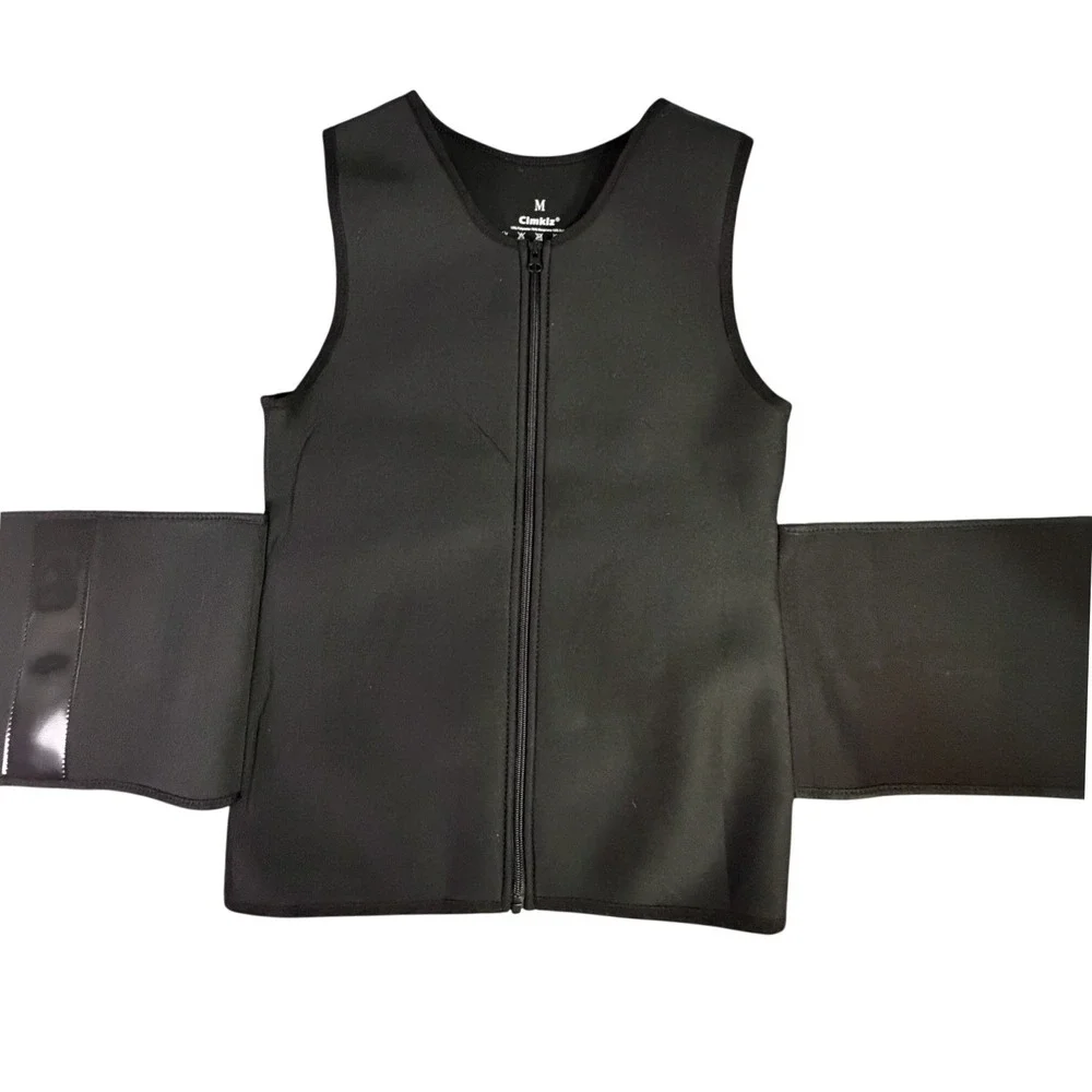 Cimkiz‎ Neoprene Sweat Vest Waist Trainer Zipper Black Size M Kardashians Cinch